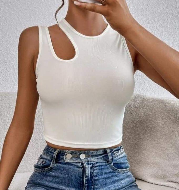 Women's T-shirt Made Of Ribbed Cotton - White