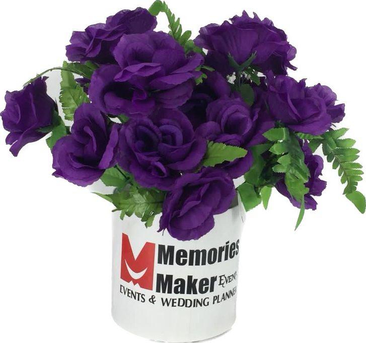 Memories Maker Artificial Roses Everlasting Beauty Realistic Purple 7 Flowers Punch