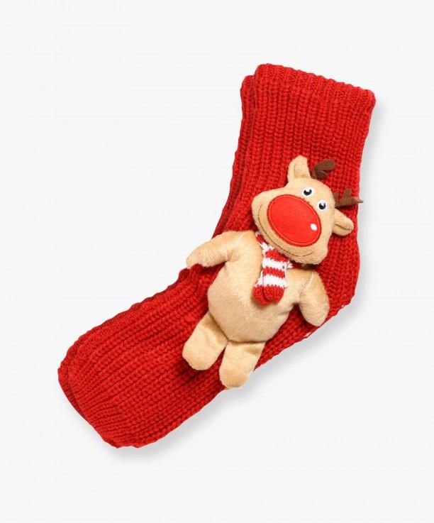 Red 3D Reindeer Socks Set