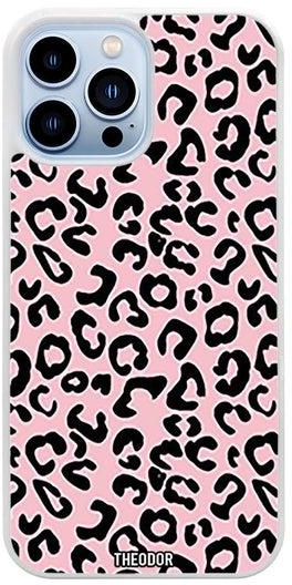 Protective Case Cover For APPLE IPHONE 13 PRO Pink Cheetah skin (White Bumper)