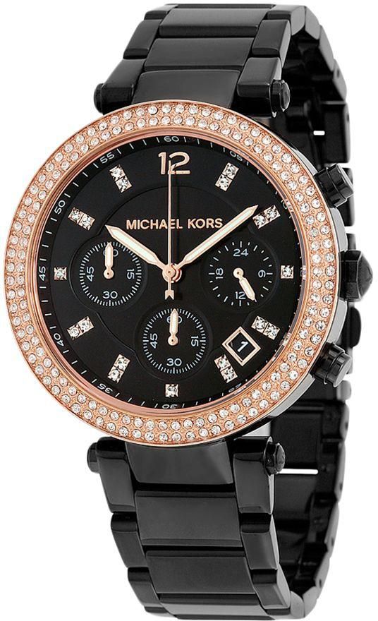 Michael Kors Women's Black Dial Stainless Steel Band Watch - MK5885