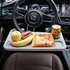 Easy-Attach Car Steering Wheel Desk Tray: Ideal for On-the-Go Meals & Tasks-White