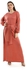 Kady Balloon Long Sleeves Plain Dress With Waist Lace Up - Dusty Rose