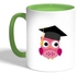 Graduation - Owl Picture Printed Coffee Mug, Green 11 Ounce