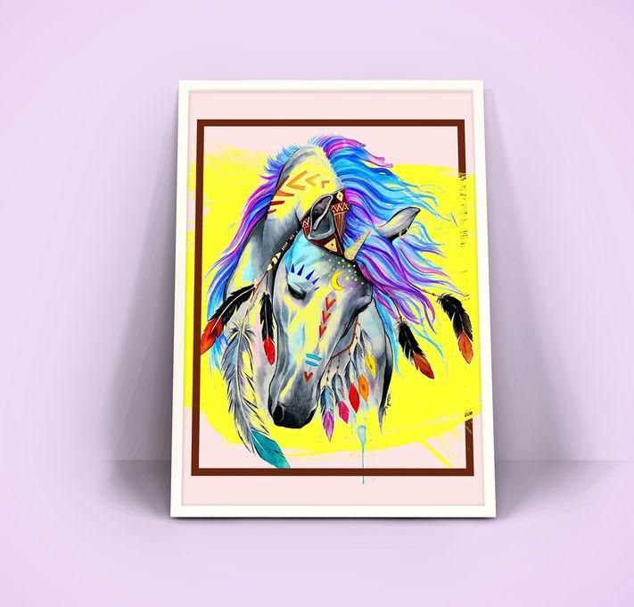 Beautiful Colourful Horse Watercolor Painting Print