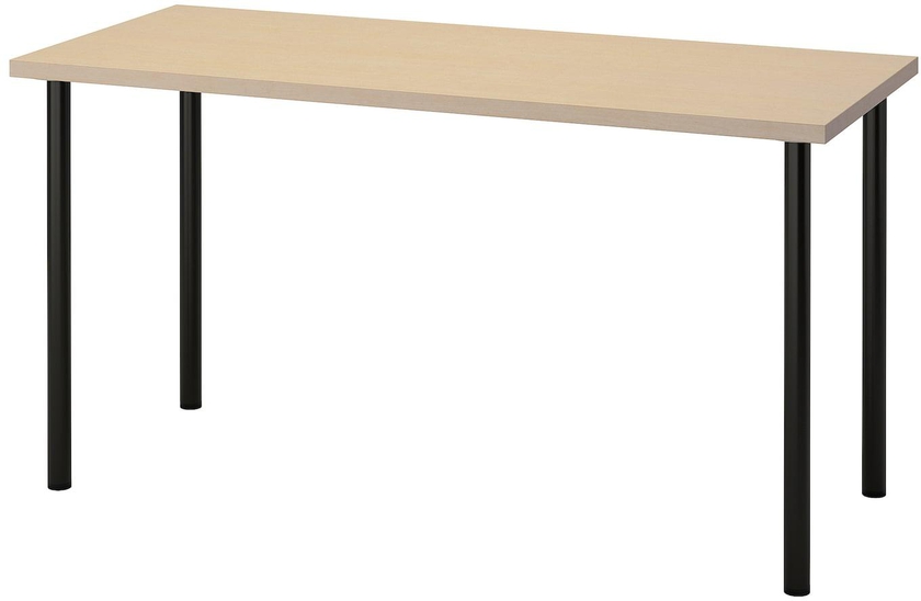 MÅLSKYTT / ADILS Desk - birch/black 140x60 cm