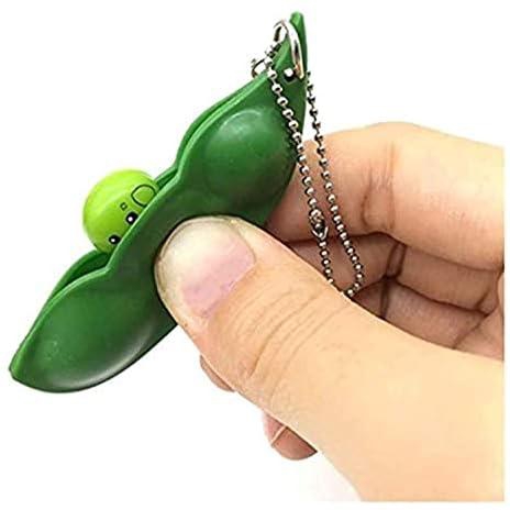 Squeeze-a-Bean,Soybean toy Keychain Set Prime, Soybean Stress Relieving Mobile Chain Fidget