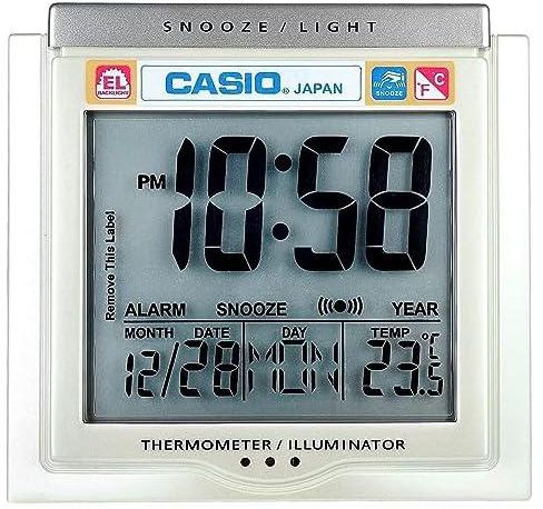 Casio dq-750f-7df digital alarm clock - silver