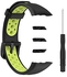 سوار ساعة بديل بتصميم رياضي بمسامات للتهوية بلون مزدوج متوافق مع ساعة يد هونر باند 6 الذكية، أسود وأخضر