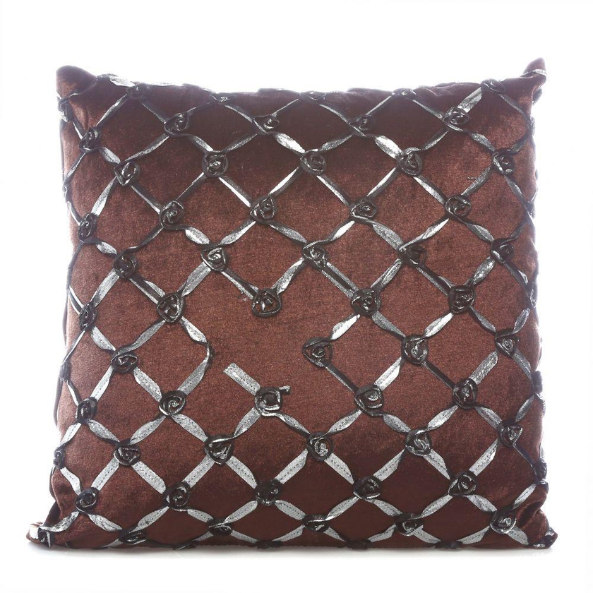 Taraf Dark Brown 45 X 45 Cm Cross Rose Cushion