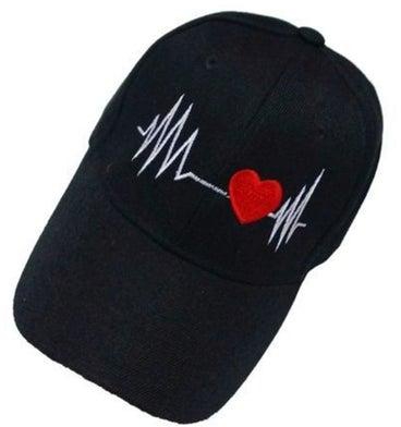 قبعة بيسبول بطبعة دقات قلب تعود للحياة، قبعة للرجال والنساء أسود