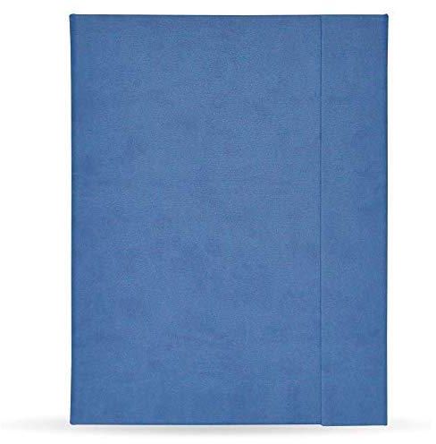 FIS Magnetic Folder Italian PU Cover with Writing Pad, Ivory Paper, A4 Size, Single Ruled 96 Sheets with Gift Box, Light Blue Color - FSMFEXNBA4LBL