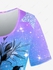 Plus Size Galaxy Ombre Star Glitter Flower Print T-shirt - 6x