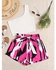2pc Women Clothing Set Women VCAY One Shoulder Top Graphic Print Paper Bag Waist Belted Shorts, M1747712, Multicolor, S