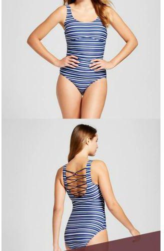 Target Collection USA LOVELY MERONA BLUE STRIPES ONE PIECE SWIMSUIT