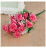 15-Head Artificial Rose Bouquet Dark Pink/Green