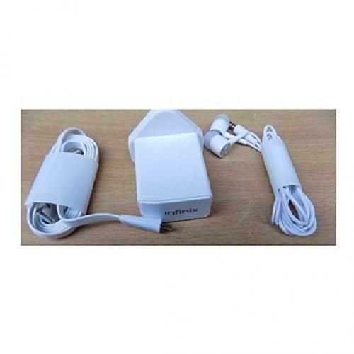 Infinix Fast Charger + FREE Earpiece And USB Cable- White