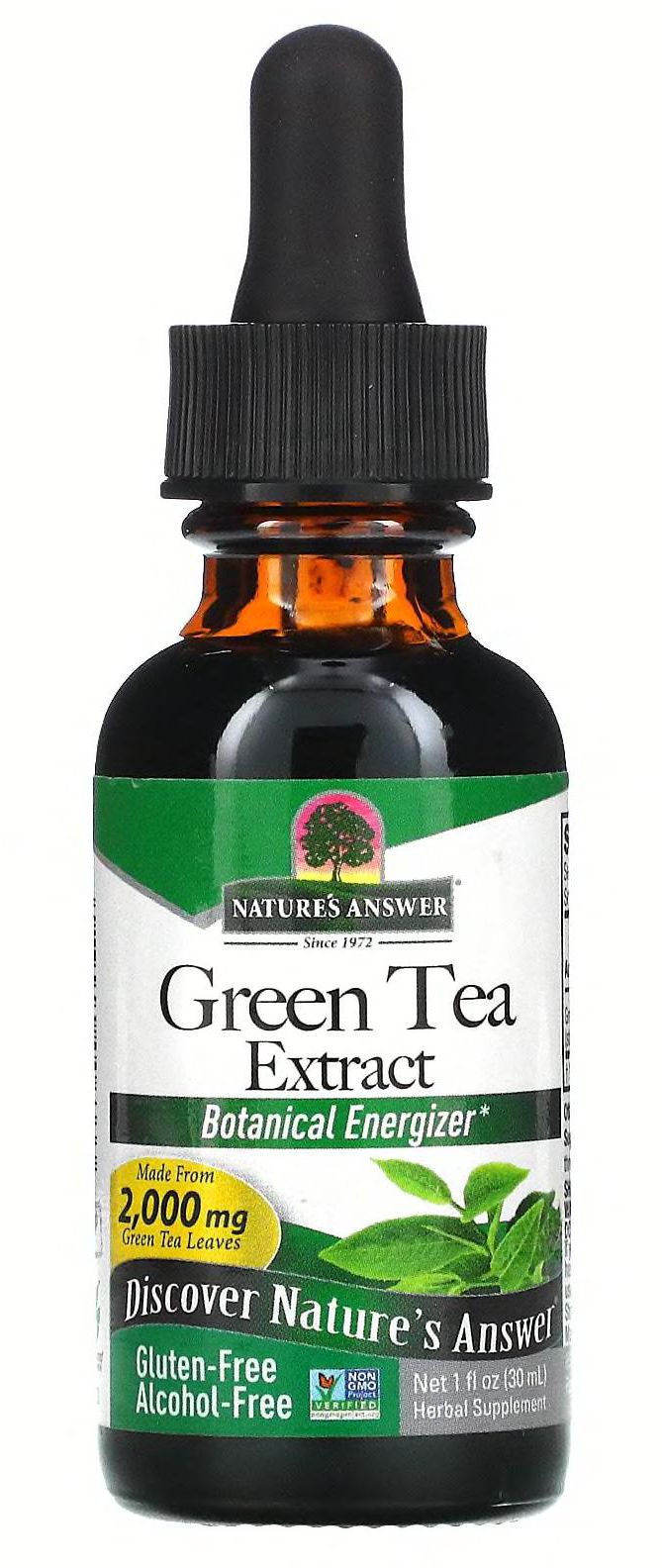 Nature's Answer (ناتشرز أنسر)‏, مستخلص الشاي الأخضر، خالٍ من الحكول، 2000 ملجم، 1 أونصة سائلة (30 مل)