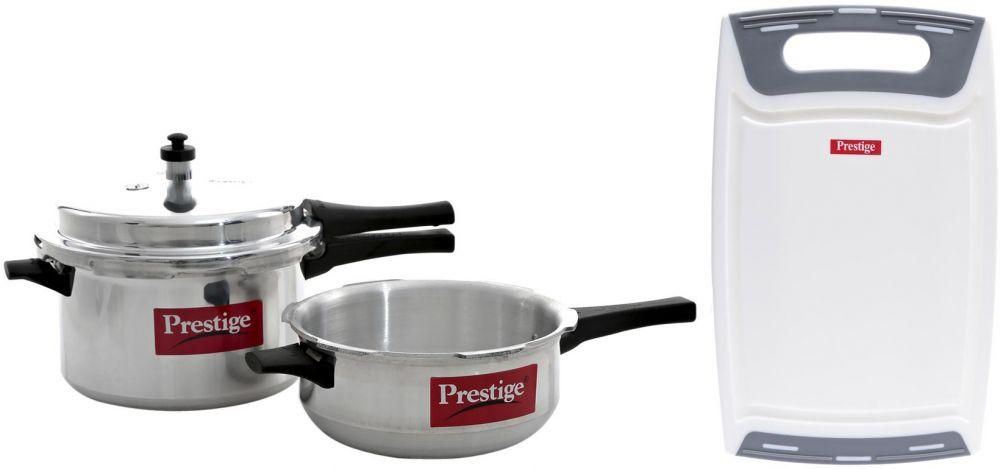 Prestige Aluminum Pressure Cooker Set of 2-Piece with Chopping Board MPP10100_PR8039