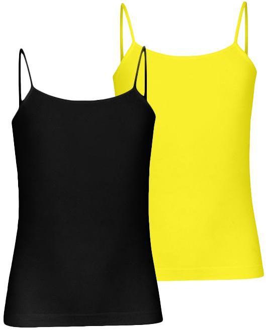 Silvy Set Of 2 Camisoles For Girls - Black Yellow, 6 - 8 Years