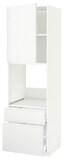 METOD / MAXIMERA High cabinet f oven+door/2 drawers, white/Voxtorp matt white, 60x60x200 cm - IKEA