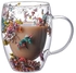 Four Tiger ® Flower Glass Double Wall Glass 10oz Coffee Cups with Handle Tea Cups Beverage Glasses Tea Mug Milk Mug a riot of colour Novelty Heat Resistant