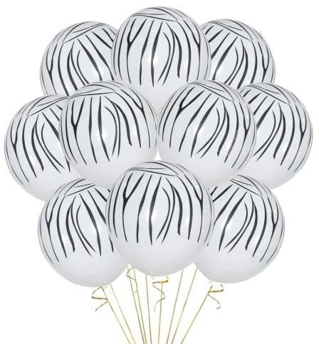 Zebra Prints Balloons - 100 Pieces - White & Black