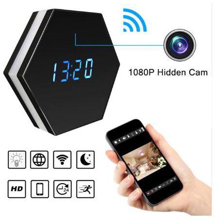 WiFi Mini Camera Alarm Clock HD 1080P Video Recorder Night Vision Motion Sensor Home Security