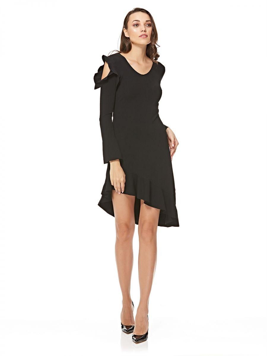 Miss Sixty Black Gafna Dress With Asymmetric Skirt For Women