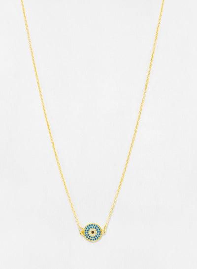 18K Gold Plated Blue Color Cubic Zirconia Tahira Evil Eye Necklace