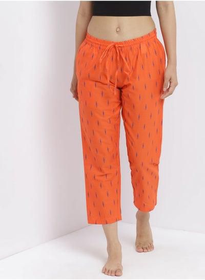 Comfortable Casual Loungewear Pyjama Pants With A Matching Scrunchie Orange