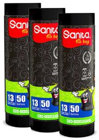 Sanita Garbage Bag Tie Oxo-Biodegradable 50 Gallons Size Large 3 x 13pcs