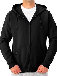 Men&#39;s Fleece Full-Zip Hooded Sweatshirt (BLACK,L)