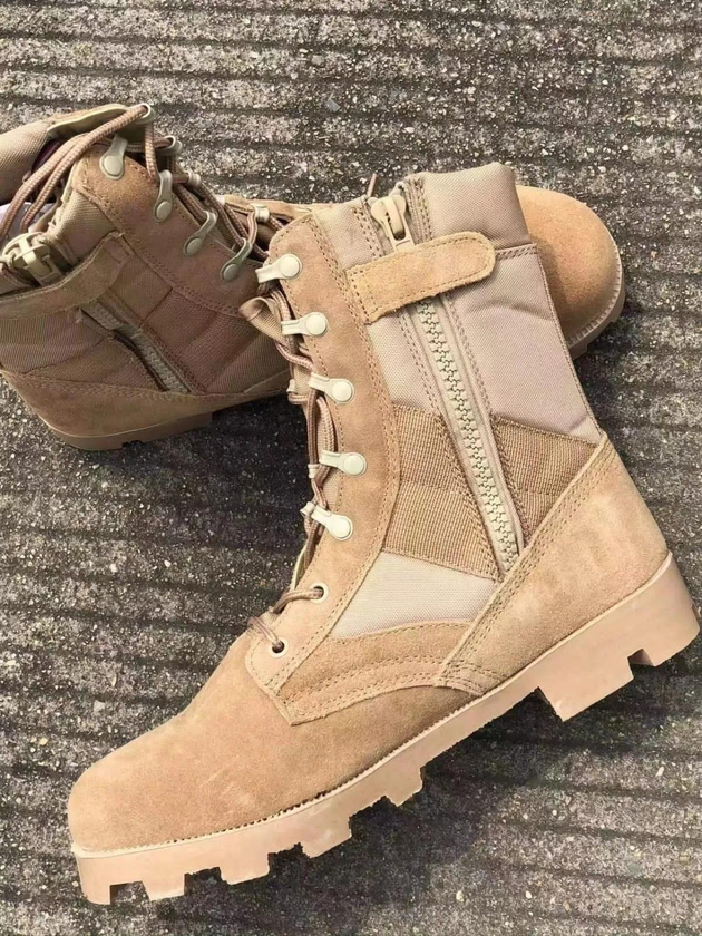men`s High-top Military Desert Combat Leather Boot brown