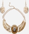 Style Europe Set Of Stone Necklace & Earrings - Brown