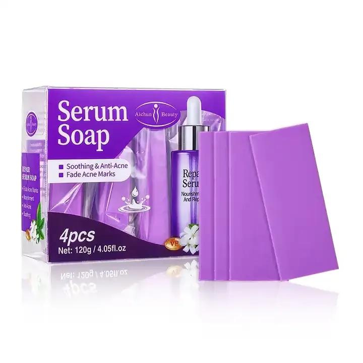 Aichun Beauty  4 Pieces of Serum Soap Anti Acne Fade Acne Marks Handmade Bathing Soap Vitamin E & Tea Tree Oil Nourishment Repair Serum Soap