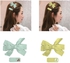 Aiwanto 2 Sets of Cute Cotton Handmade Hair Bow Clips Mint Green/Yellow Green