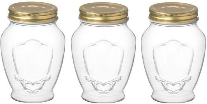 Lav JarS Jar Small Lora set of 3 Pieces With Lid- Glass