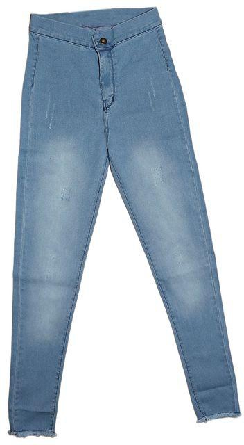 Generic Scratch High Waist Super Skinny Jeans Pants - Light Blue