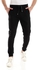 Izor Elastic Waist Casual Solid Pants - Black