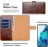 PU-LOCA Case for Samsung S21 Ultra - Magnetic Closure PU Leather Wallet Flip Cover with Card Holder - Brown