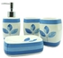 4 Pieces Bathroom Accessories Set Toothbrush Cup & Holder, Lotion Liquid Soap Dispenser & Tray Blue