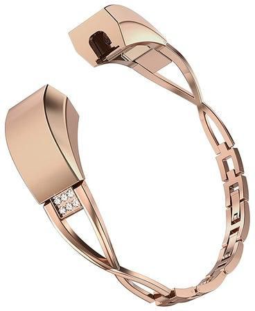Diamond Jewelry Replacement Bracelet Strap For Fitbit Alta And Fitbit Alta HR Rose Gold/Clear
