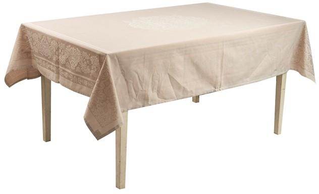 Lacenembroidery T7815 Cream Yarn Dyed Rectangle Table Cloth (Cream)