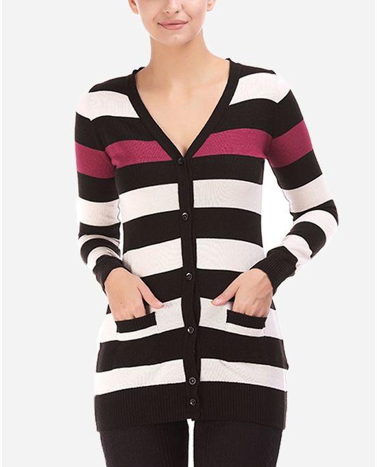 Ravin Striped Cardigan - Black & White