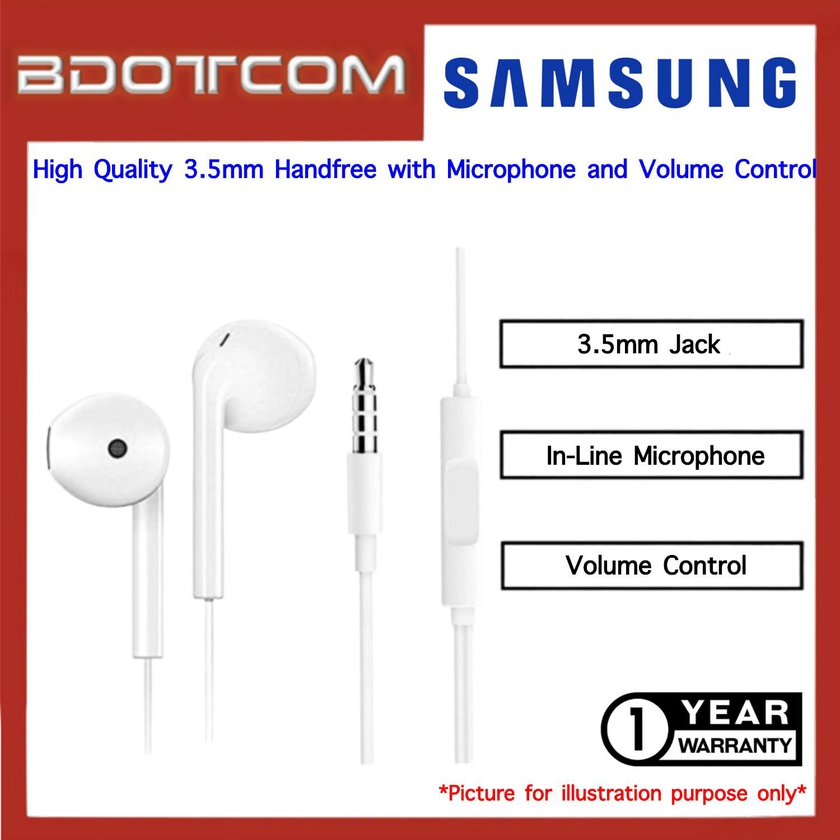 Samsung 3.5mm Handsfree with Microphone and Volume Control for Samsung Note 5, Note 4, Note 3 (White)
