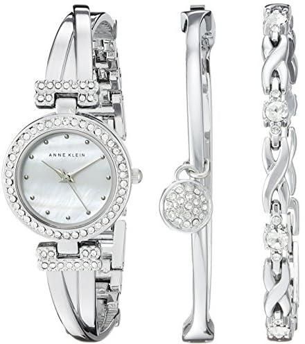 Anne Klein Women's Premium Crystal Accented Bangle Watch and Bracelet Set