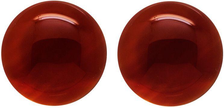 Classic And Simple Design Round Red Carnelian Studs ( Metal Needle ) [E685]