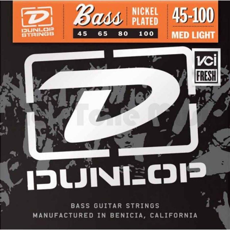 Jim Dunlop DBN45100 Bass Guitar String -Nkl Med Lt 45-100 (Black)