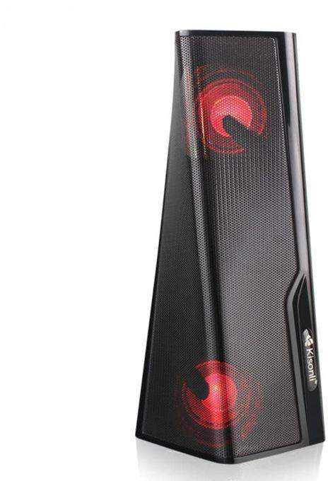 Kisonli Music Tower Speaker Q8S Portable Wireless Bluetooth Smart Bass Speaker FM , Black